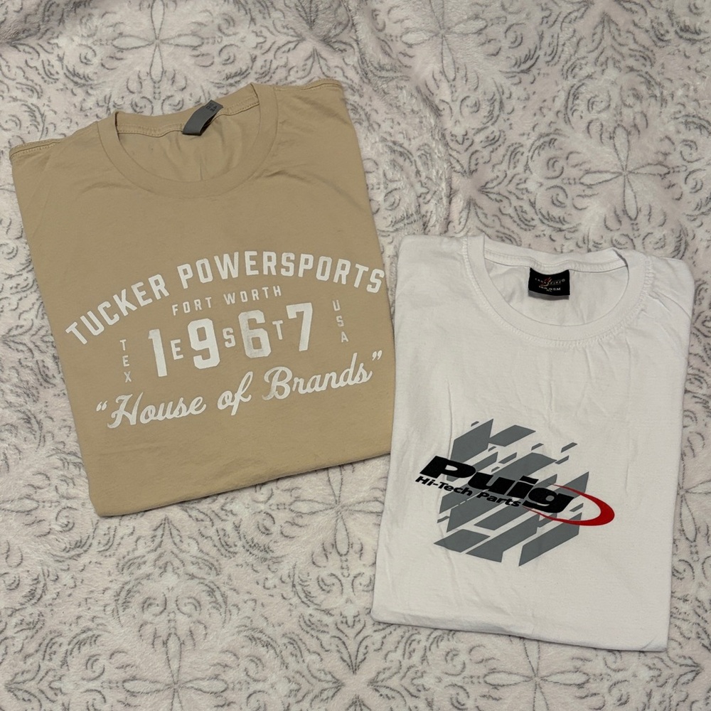 Beige and White Men's T-Shirts XL